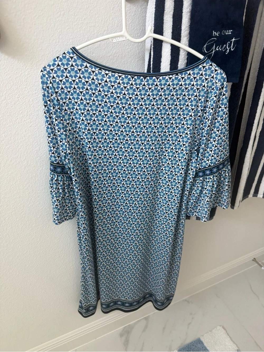Max Edition Blue and White Geometric Print Dress